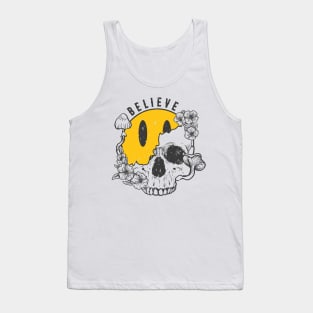 "Believe" Emoji & Psychdelic Skull Tank Top